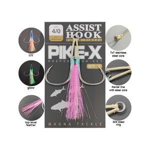 Hameçons doubles lumineux UV XUHANG PXTW-PT en acier nickelé pour la pêche à la traîne en eau douce, assiste à la pêche au bar, au requin, au cabillaud en rivière - Product Image 1