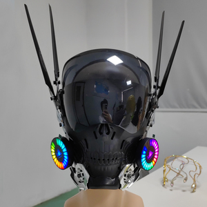 Máscara <span class=keywords><strong>de</strong></span> <span class=keywords><strong>Calavera</strong></span> Ciberpunk con Luz LED, Máscara Gótica Cibernética para <span class=keywords><strong>Hombre</strong></span>, Máscara Techwear, Accesorio para <span class=keywords><strong>Disfraz</strong></span> <span class=keywords><strong>de</strong></span> Cosplay <span class=keywords><strong>de</strong></span> Halloween - Product Image 1