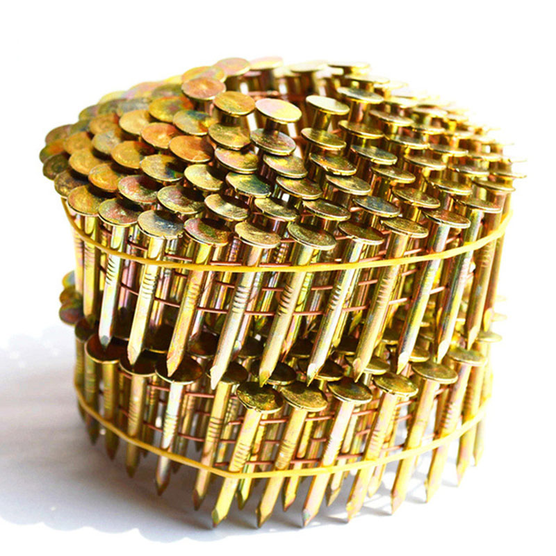 1 1/4 Yellow Galvanized Roofing Coil Nails for Roofing Wood Construction Pallet Packing