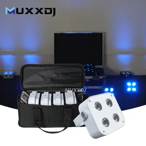 4X12w RGBWA UV Wireless DMX Battery Powered Wifi LED Uplight Par Up Light with Charge Case for Wedding Party Bar