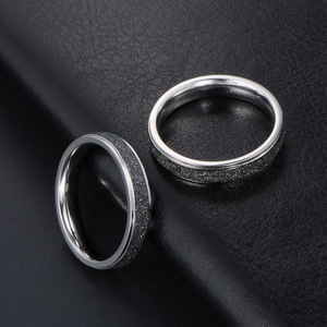 Unisex Black Frosted <b>Ring</b> With Pearl Sand Finish For Index Or Pinky Finger Gift Jewelry SA482 - Product Image 3