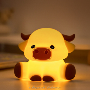 Nhà Máy Dễ Thương Bò Ngủ Điều Khiển Phim Hoạt Hình USB Highland Gia Súc Silicone Đèn Có Thể Sạc Lại Cảm Ứng Ánh Sáng Silicone Ánh Sáng Ban Đêm - Product Image 5