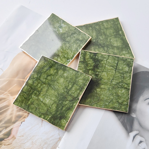 Accesorios de decoración de mesa natural, posavasos de cristal de <span class=keywords><strong>jade</strong></span> Xiuyan cuadrado verde, alfombrilla de mesa - Product Image 3