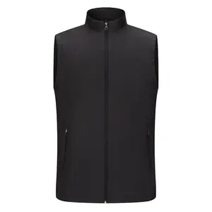 Özel kolsuz pamuk yelek erkek bahar siyah Polyester yelek logosu özelleştirilebilir