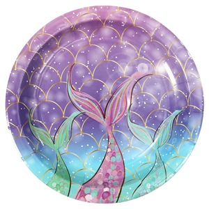 Mermaid Birthday Party Set Decorations Disposable Napkins Paper Plate Paper Cup Party Tableware Set - Product Image 2