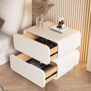 Mesa de Noche de Madera Maciza de Estilo Moderno y Sencillo con Gabinete de Almacenamiento Mini Ultraestrecho de Cuero para Dormitorio Pequeño o Sala de Estar - Product Image 6