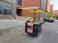 Chariot élégant à poussée manuelle Tricycle à café à propulsion humaine Tricycle à hot dog