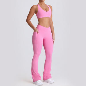 Conjunto de Pantalones de Yoga de Cintura Alta y Sujetador Deportivo para Mujer, Ropa Deportiva Ligera y Transpirable para Gimnasio y Fitness - Product Image 4