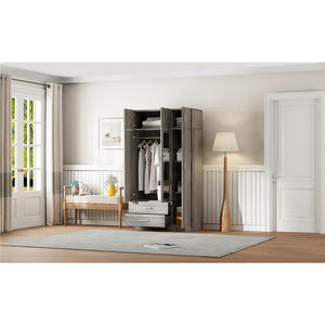 Armario de espejo de 3 puertas DB Convertible con 2 cajones, armario superior, tela plegable independiente para uso en el hogar, apartamento, taller - Product Image 2