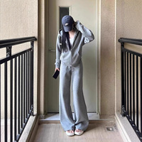 Ensemble de survêtement 2 pièces pour femme, style coréen, nouvelle collection automne, coupe ample et ajustée, sweat à capuche tendance, tenue décontractée pour la course à pied