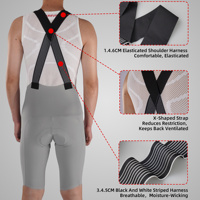 Cuissard de cyclisme noir OEM pour homme à double sangle, tenue de vélo, pantalon de vélo antibactérien 7A avec coussinet Italy Elastic Interface