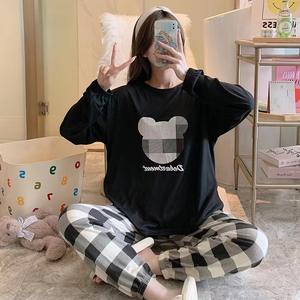 Setelan Piyama Wanita Musim Semi Motif Kartun Lengan Panjang Celana Piyama Kerut Versi Korea Longgar Nyaman Setelan Piyama Dua Potong - Product Image 2