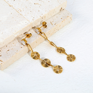 Pendientes Largos de Alambre en Espiral con Circonita Transparente, Acero Inoxidable 304, Resistentes al Deslustre, Suministro al por Mayor de Fábrica, Impermeables - Product Image 3