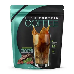 摩卡薄荷蛋白冰咖啡纯素蛋白混合在无脂肪无糖