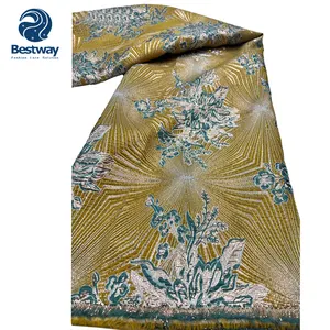 Bestway telas de encaje oro jacquard brocado encaje africano tela de encaje de boda