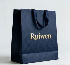 Sac fourre-tout personnalisé de luxe fait main avec poignée en ruban, en carton blanc ivoire, emballage imprimé sur mesure pour exposition alimentaire en supermarché - Product Image 4