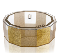 Boîte à gâteau Matsa en acrylique de taille personnalisée, récipient de stockage carré avec couvercle en forme de dodécagone à paillettes argentées pour l'organisation d'outils