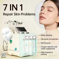Appareil de soin de la peau 7 en 1 Hydro Facial Machine Hydra Dermabrasion Aqua Peel Nettoyage des points noirs et des pores Équipement de beauté