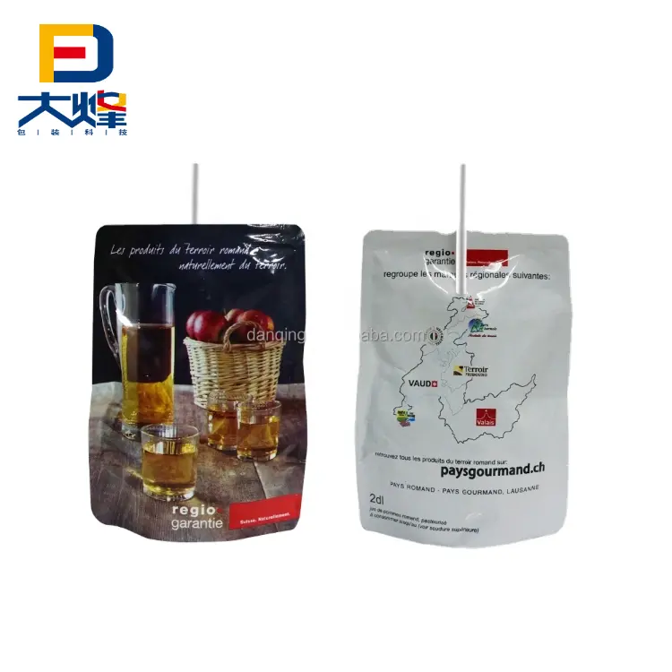 Bopp packaging bag 1ltr suction nozzle apple drink jelly sippy pouch aluminum custom juice pouch bag for production line