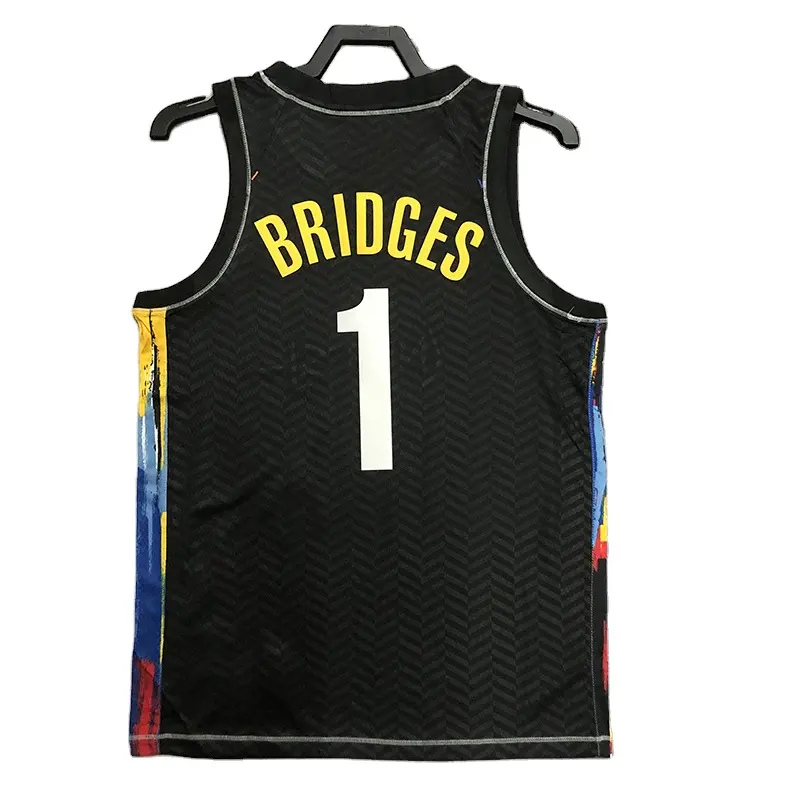 Personalizado #1 BRIDGES Blanco Hot Pressed Retro Baloncesto Jersey Hombres y Mujeres Azul Estampado Uniforme