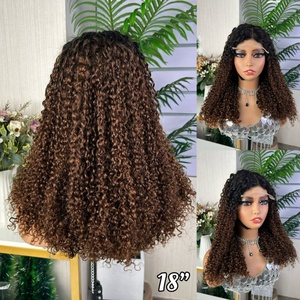 Prix d'usine Perruques en cheveux vierges bruts Super Double Drawn avec closure en dentelle sans colle 5x5, boucles Pixie, plusieurs couleurs, vente en gros - Product Image 2