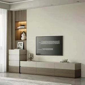 Recién llegado, soporte de <span class=keywords><strong>TV</strong></span> de suelo a techo de melamina, armarios altos y <span class=keywords><strong>bajos</strong></span>, <span class=keywords><strong>muebles</strong></span> de madera hechos a mano <span class=keywords><strong>para</strong></span> sala de estar - Product Image 1
