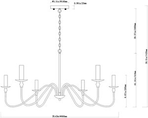 Lampadario a 6 Luci Nero Classico a Candela Lampada a Sospensione in <span class=keywords><strong>Ferro</strong></span> <span class=keywords><strong>Battuto</strong></span> Stile Rustico per Isola Cucina - Product Image 6