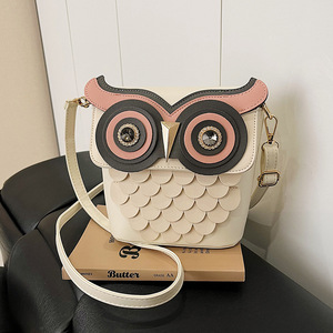 Cute Cartoon Owl Color-block PU Waterproof 3L+ Capacity Ladies Bucket <strong>Bag</strong> 26 New Arrival Exquisite <strong>Fun</strong> Shoulder Crossbody <strong>Bag</strong> - Product Image 2