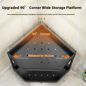 Estante de Almacenamiento Multifuncional de Acero Inoxidable, Sin Perforaciones, Montado en la Pared, Carrito de Cocina, Organizador de Esquina, Doble Capa Grande - Product Image 4