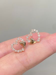 Aretes de Diamantes Xinfly con Diseño de Corazón, Corte Brillante Natural, Oro 18k AU750, Joyería para Novia, Regalo de Boda, Hipoalergénicos y Duraderos - Product Image 5