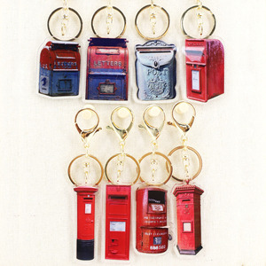Porte-clés en acrylique en forme de boîte aux lettres, style rétro européen et américain, avec pendentif en forme de <span class=keywords><strong>timbre</strong></span> postal et de lettre simulée - Product Image 4