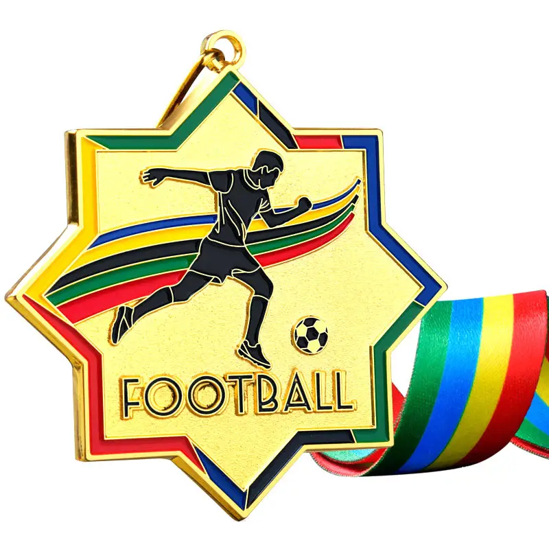 Pas cher personnalisé 1ère place football or sport médaillon personnalisé métal artisanat 3d prix médaille de football
