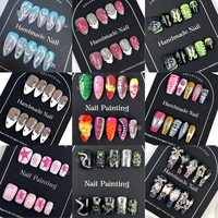 Fournitures pour salons de manucure : Faux ongles en gel souple à couverture complète, forme cercueil longue, motif floral 3D coloré, faits main, prix de gros