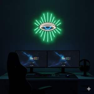 Enseigne néon LED Yeux Maléfiques, Lumière néon pour décoration murale, Yeux verts à intensité variable, Décoration de chambre Gothique, Sorcière, Bohème - Product Image 2