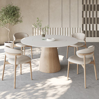 Nordischer Stil Moderner einfacher Esstisch Massivholz Rock Plate Reinweiß Creme Original Holz farbe Silent Style Tisch für Hotels
