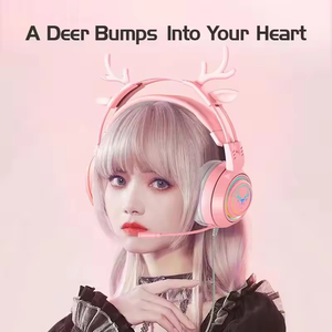 Casque de jeu filaire Kawaii Cute SY-G25 avec antennes, supra-auriculaire, réduction de bruit, haute impédance, sensibilité élevée, avec micro dynamique - Product Image 2