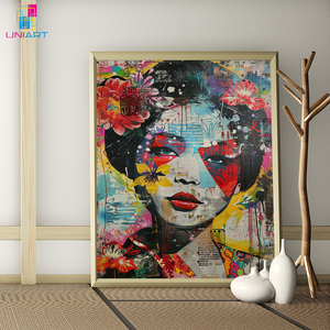 UNIART Banksy femme <span class=keywords><strong>japonaise</strong></span> toile <span class=keywords><strong>peinture</strong></span> accrocheur graffiti décoration murale cadeau parfait pour les amateurs de culture amoureuse - Product Image 2
