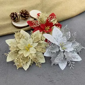 Giáng sinh Nhân Tạo Hoa vàng bột Rỗng ra ba chiều hoa giáng sinh Vòng Hoa Trang trí phụ kiện đám cưới