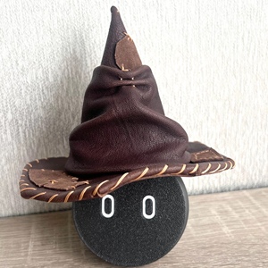 Chapeau de tri <span class=keywords><strong>HP</strong></span> en cuir de mouton véritable, fait main, vintage, chapeau de sorcier - Product Image 6