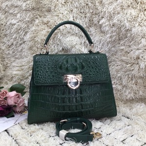 Sac à main à rabat pour femme en cuir d'alligator 100% avec bandoulière amovible et style classique, durable pour un usage quotidien - Product Image 1