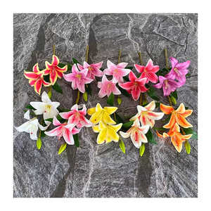 Decorative Small <strong>Lily</strong> Artificial Table <strong>Flowers</strong> 2-Head with Stem for Home Floral Arrangement - Product Image 4