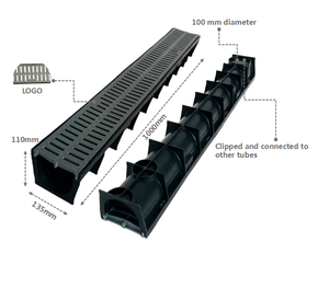 Caniveau de drainage extérieur en <span class=keywords><strong>plastique</strong></span> de conception française pour aménagement paysager et jardin, grilles décoratives vertes/marron, installation facile en DIY - Product Image 6