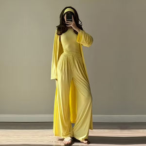 Vêtements islamiques <span class=keywords><strong>Ensemble</strong></span> de vêtements de détente pour femmes 3 pièces Mode décontractée Couleur unie Cardigan Haut <span class=keywords><strong>Pantalon</strong></span> <span class=keywords><strong>Ensemble</strong></span> Jersey <span class=keywords><strong>Femme</strong></span> musulmane Abaya <span class=keywords><strong>Ensemble</strong></span> - Product Image 1