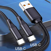 Cable Divisor 2 en 1 Tipo-C, 6A USB a Tipo C, Carga Rápida, Cable de Nailon para Transferencia de Datos, para iPhone 15 16 17 Pro Max Xiaomi