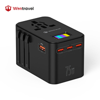 Chargeur mural USB double avec affichage numérique intelligent LED 75W, charge rapide, 4 ports USB, adaptateur de voyage 10A