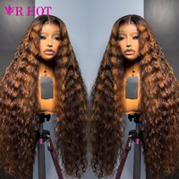 Perruques en cheveux humains 100% naturels vietnamiens lisses, couleur ombrée, avec dentelle frontale HD transparente, prêtes à porter sans colle
