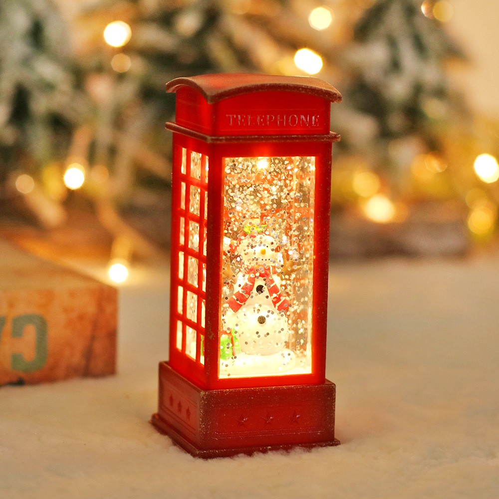 Snowman luminous telephone booth