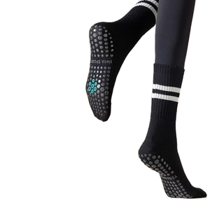 Calze da Pilates/Yoga a tubo sottili in cotone di alta qualità, antiscivolo, da donna, personalizzabili con logo, stampa logo sul fondo, primavera - Product Image 3