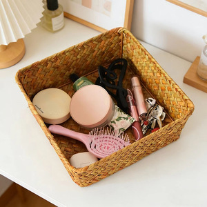 Woven Storage <b>Basket</b> <b>Square</b> Handmade Natural Rattan Organizer For Cosmetics And Gifts Small Medium Large Sizes - Product Image 2