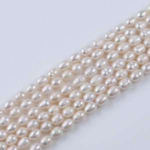 Perlas de Agua Dulce Naturales de Zhuji, Forma de Arroz, 7-8 mm, Blancas, Sueltas, para Joyería DIY, Material de Accesorios al por Mayor - Product Image 3